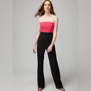 White House Black Market Strapless Colorblock Jumpsuit Size 0 NWT
